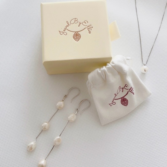 Sterling Silver Real Freshwater Pearl Drop Earrings - Picture 3 of 3